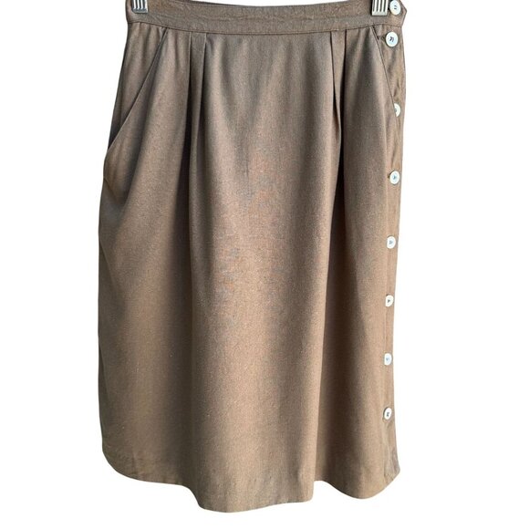 Liz Claiborne Petite Vintage Silk Womens Tan Side Button Lined Pencil Skirt 6P - Picture 1 of 9